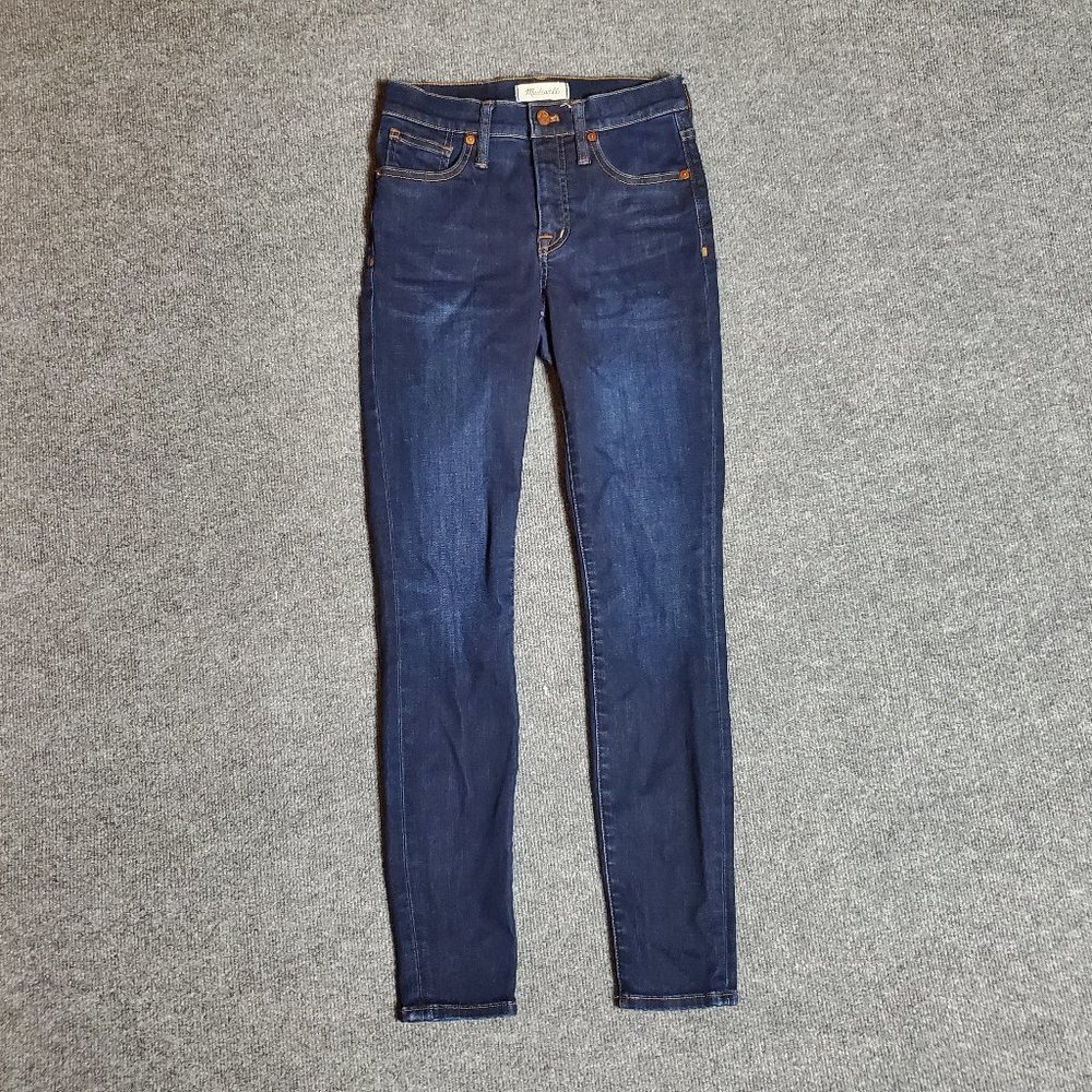 Madewell 9" High Rise Skinny 25 (Meas 25x28 9" Rise) Dark Wash Denim Jeans A14